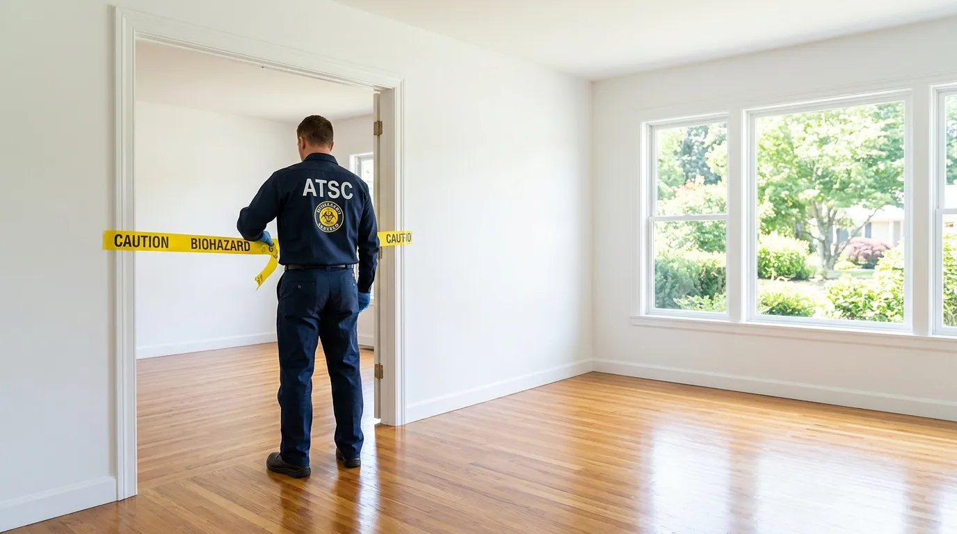 Certified biohazard cleanup crew performing Decomposition Cleanup in Woodstock